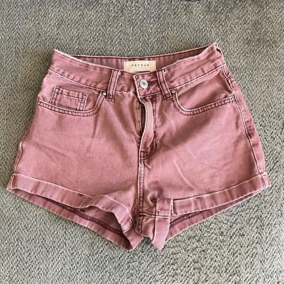 PacSun Pants - PacSun Women's Rose-Pink High-Rise Denim Mom Shorts